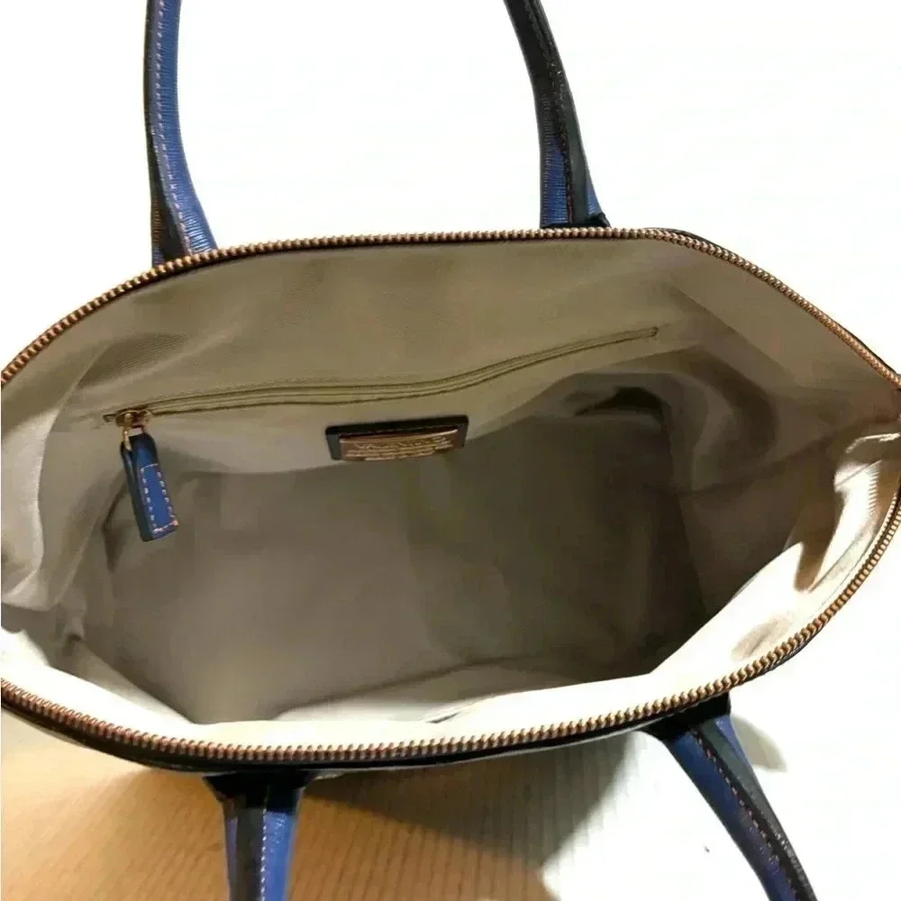 Valentino navy blue saiffiano leather satchel handbag